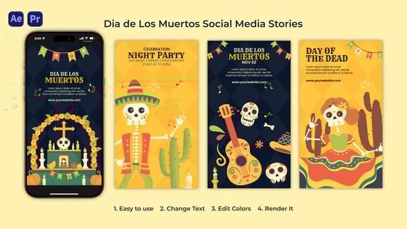 Videohive Dia de Los Muertos Social Media Stories