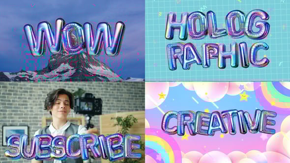 Videohive Colorful holographic 3D Balloon Letters Pack