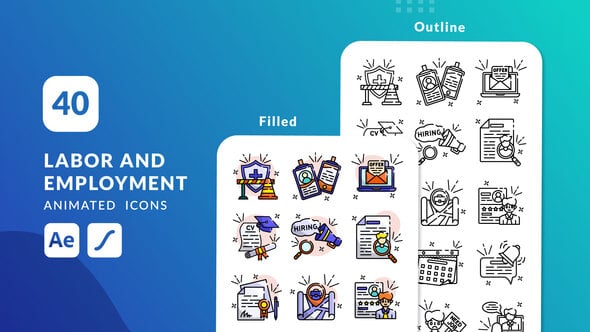Videohive Labor and Employment Animated Icons | After Effects