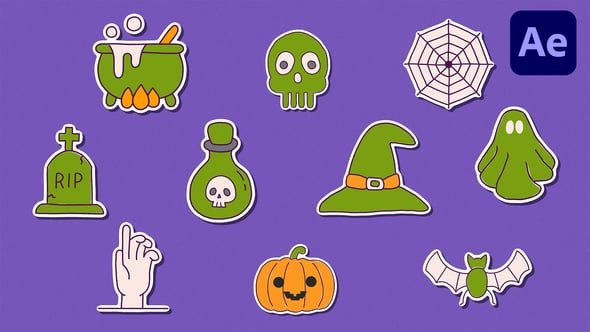 Videohive Halloween Sticker | AE
