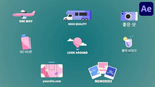 Videohive Travel Icons And Titles for After Effects 54813861