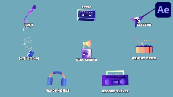 Videohive Music Icons And Titles for After Effects