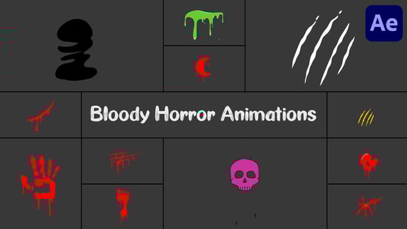 Videohive Bloody Horror Animations Pack for After Effects