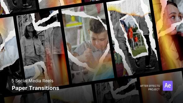 Videohive Social Media Reels – Paper Transitions After Effects Project Files