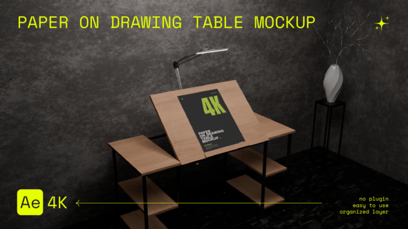 Videohive Paper on The Drawing Table Mockup