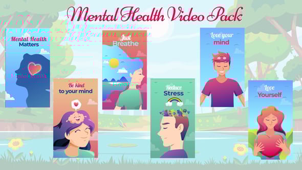 Videohive Mental Health Wellness Videos – Instagram Posts & Stories – Cartoon Animation Pack