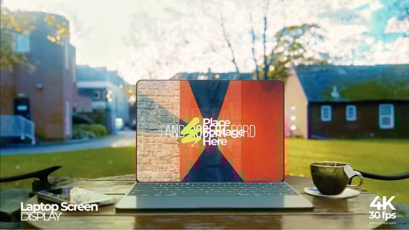 Videohive Laptop Screen In The Lawn Mockup
