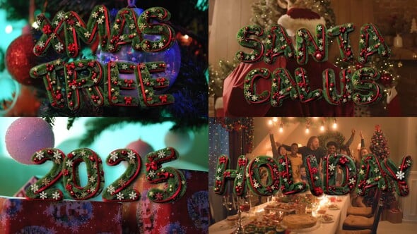 Videohive Christmas 3D Fir Tree Typography Letters Pack