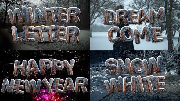Videohive 3D Winter Freeze Wood Letters
