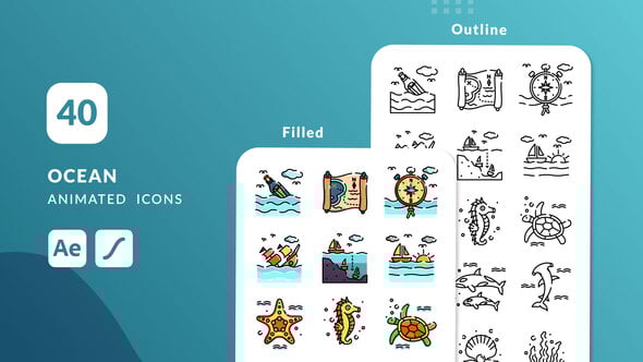 Videohive Ocean Animated Icons | After Effects