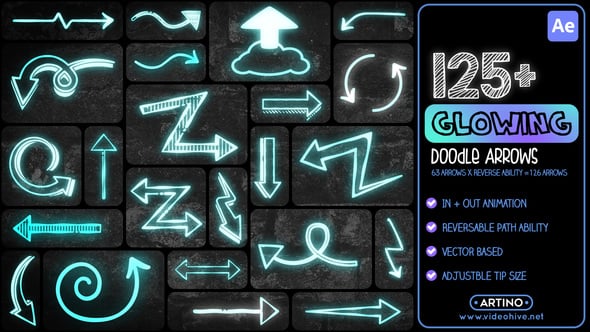 Videohive 125+ Glowing Doodle Arrows Pack