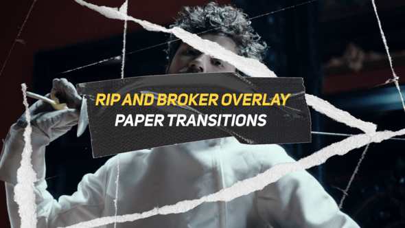 Videohive Rip And Broker Overlay Paper Transitions