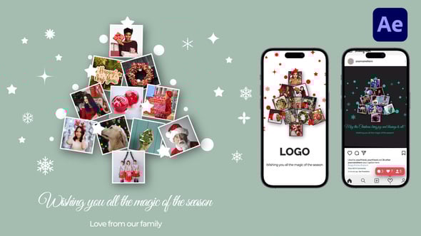 Videohive Christmas Tree Photo Collage Intro