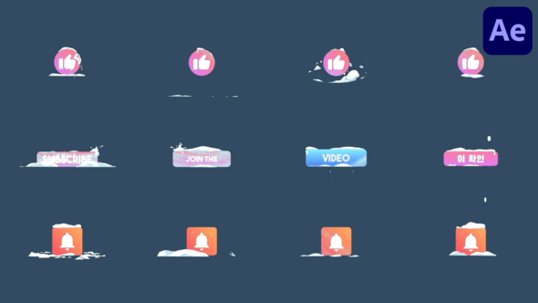 Videohive Snow Social Media Subscribe Buttons | After Effects