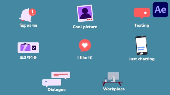 Videohive Social Media Communication Icons And Titles for After Effects