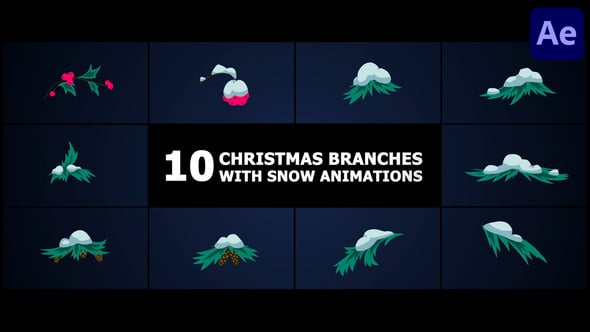 Videohive Christmas Branches With Snow Animations | After Effects