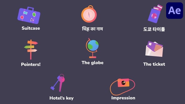 Videohive Travel Icons And Titles for After Effects 55052483