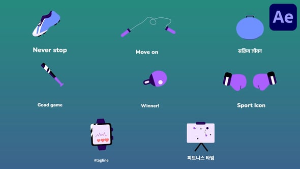 Videohive Fitness Sport Icons And Titles for After Effects