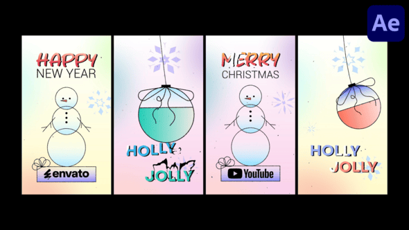 Videohive Christmas Toy And Snowman Vertical Logo for After Effects
