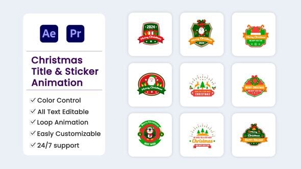 Videohive Christmas Title & Stickers