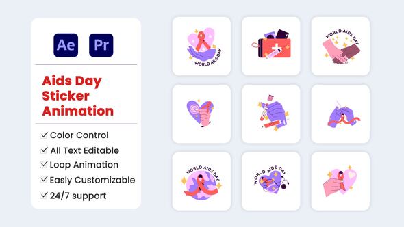 Videohive AIDS Day Stickers
