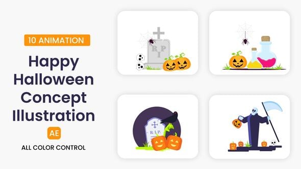 Videohive Happy Halloween Concept Illustration Scene