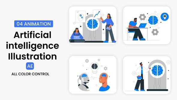 Videohive Artificial intelligence Illustration Scene