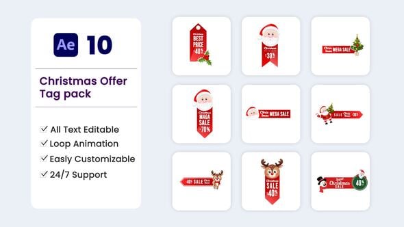Videohive Christmas Offer Label Stickers and title