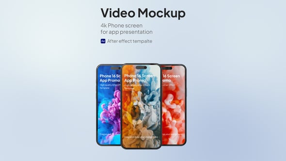 Videohive Phone 16 Screen Video Mockup – App Promotion
