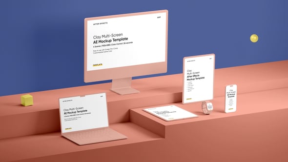 Videohive Clay Devices Multi-Screen Mockup Template