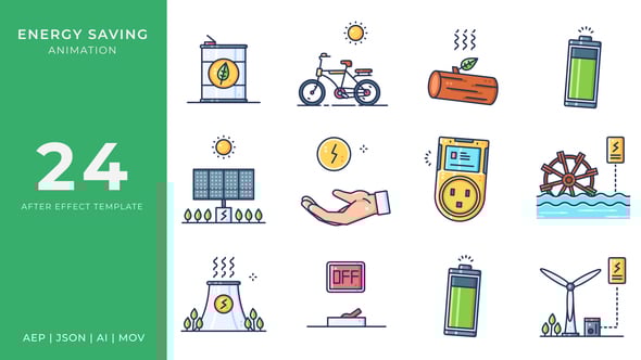 Videohive Energy Saving Animated Icons | After Effects