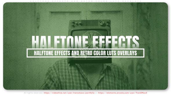 Videohive Halftone Effects and Retro Color LUTs Overlays