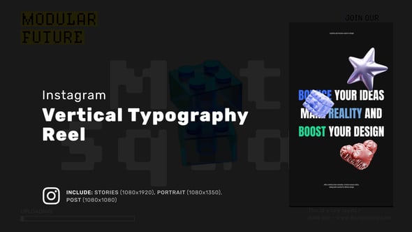 Videohive Vertical Typography Reel