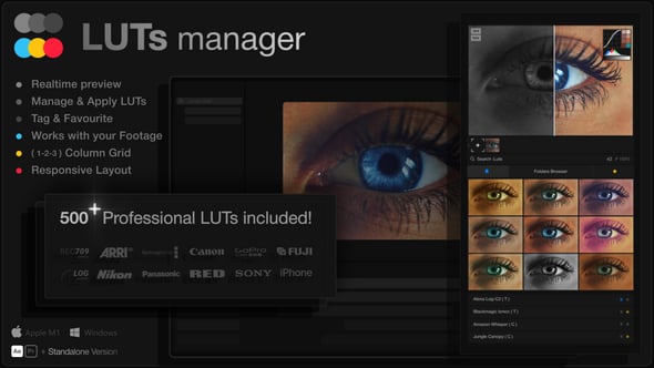Videohive LUTs Manager: Real-Time Bulk Previews Tool & 500 LUTs for Effortless Professional Color Grading