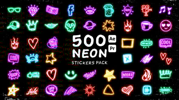 Videohive Neon Stickers Pack