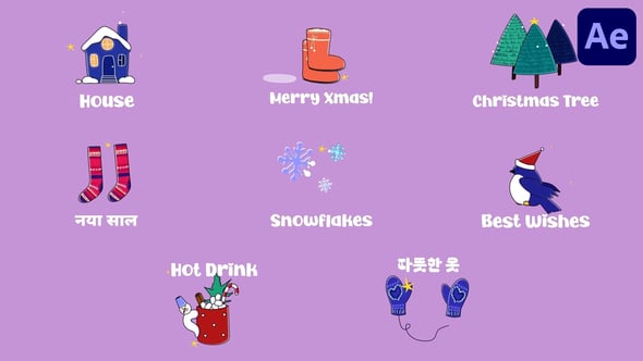 Videohive Christmas Winter Icons And Titles for After Effects