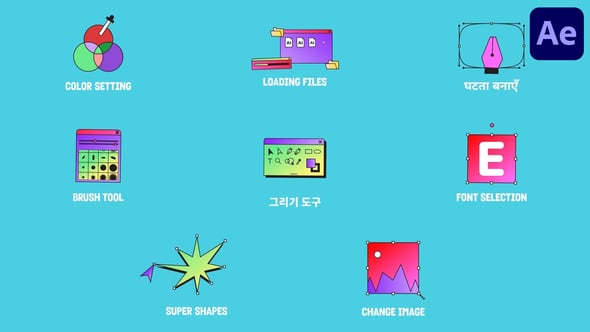 Videohive Graphic Designer Tools Icons And Titles for After Effects