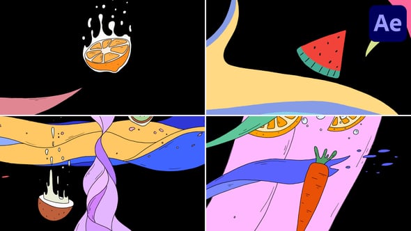 Videohive Fruit Colorful Transitions | After Effects