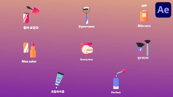 Videohive Beauty Makeup Icons for After Effects