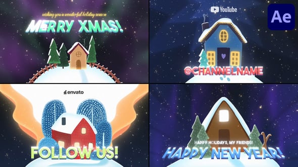Videohive Christmas Houses Greetings for After Effects