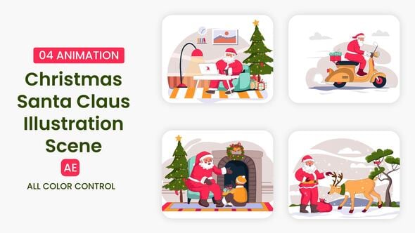 Videohive Christmas Santa Claus Illustration Scene