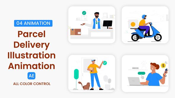 Videohive Parcel Delivery Illustrations Scene