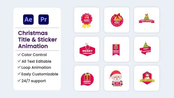 Videohive Christmas Title & Stickers Pack