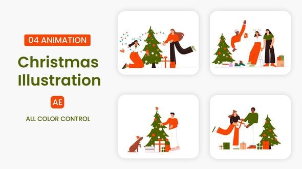 Videohive Merry Christmas & New Year Illustration scene