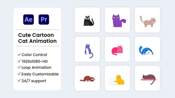 Videohive Cute Cat Illustration