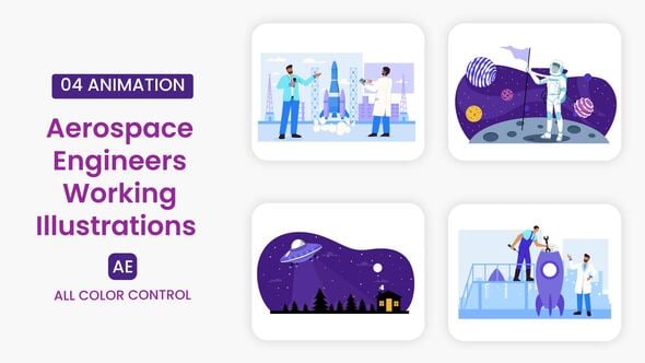 Videohive Aerospace Engineers Working Illustrations Scene
