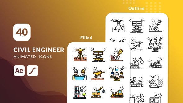Videohive Civil Engineer Animated Icons | After Effects