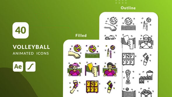 Videohive Volleyball Animated Icons | After Effects