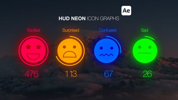 Videohive HUD Neon Icon Graphs
