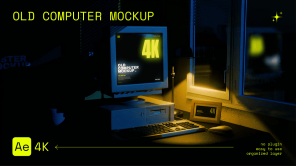 Videohive Old Computer Mockup Night Version